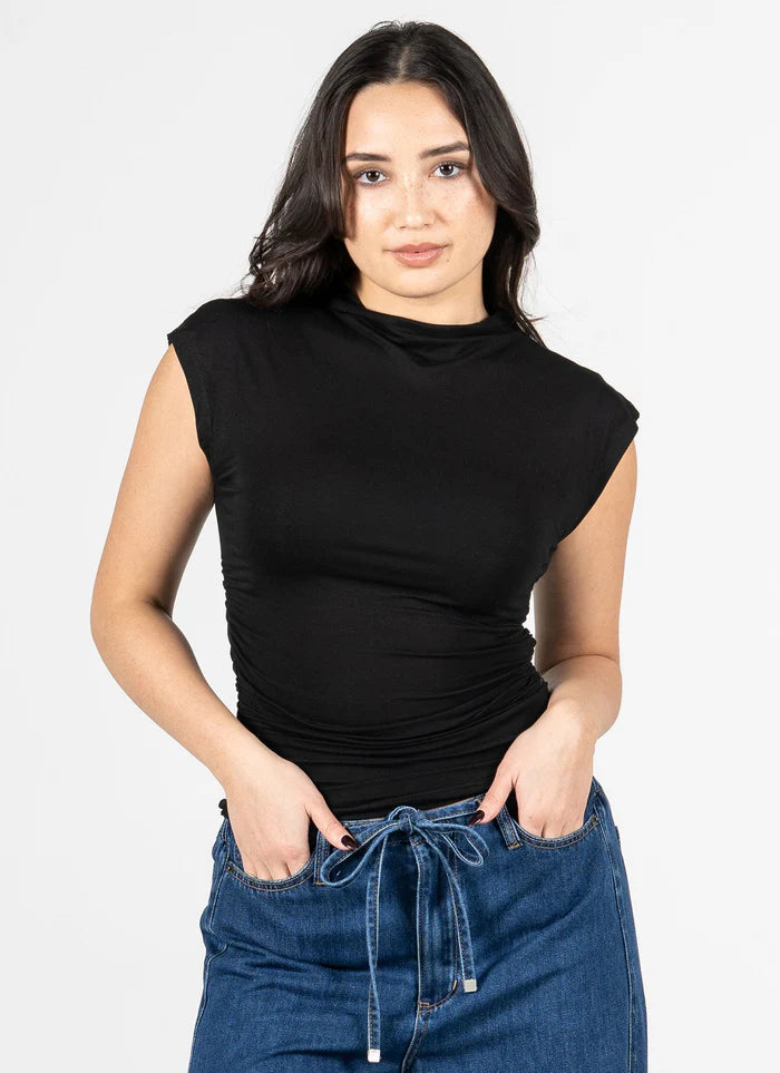 Ruched High Neck Top