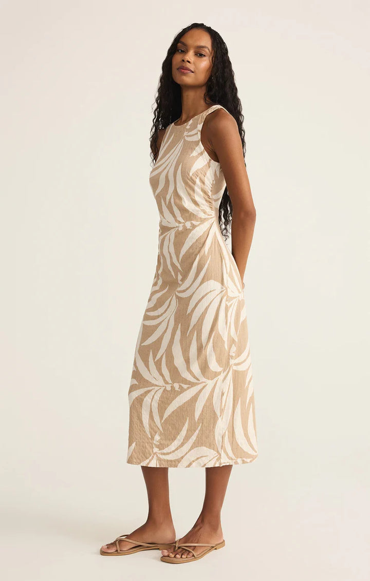 Adison Palm Midi Dress