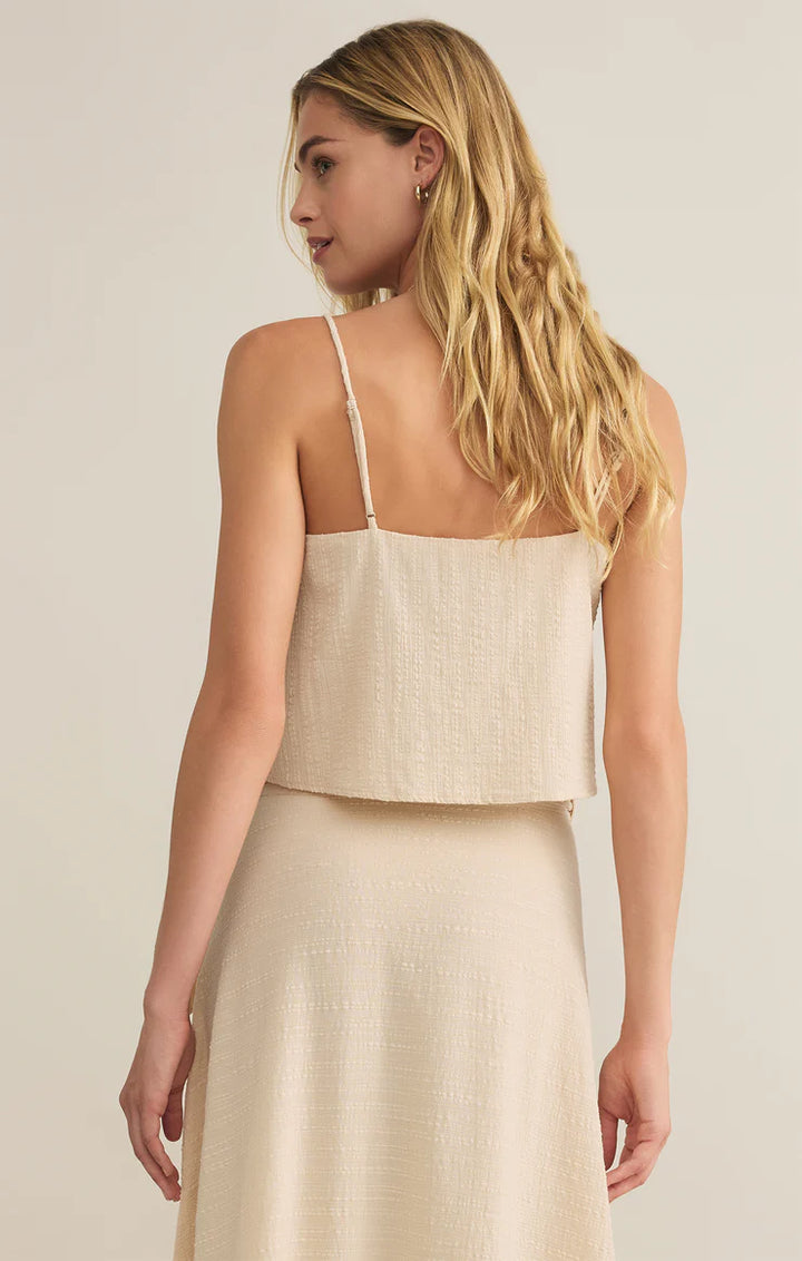 Sabel Textured Cotton Cropped Tank