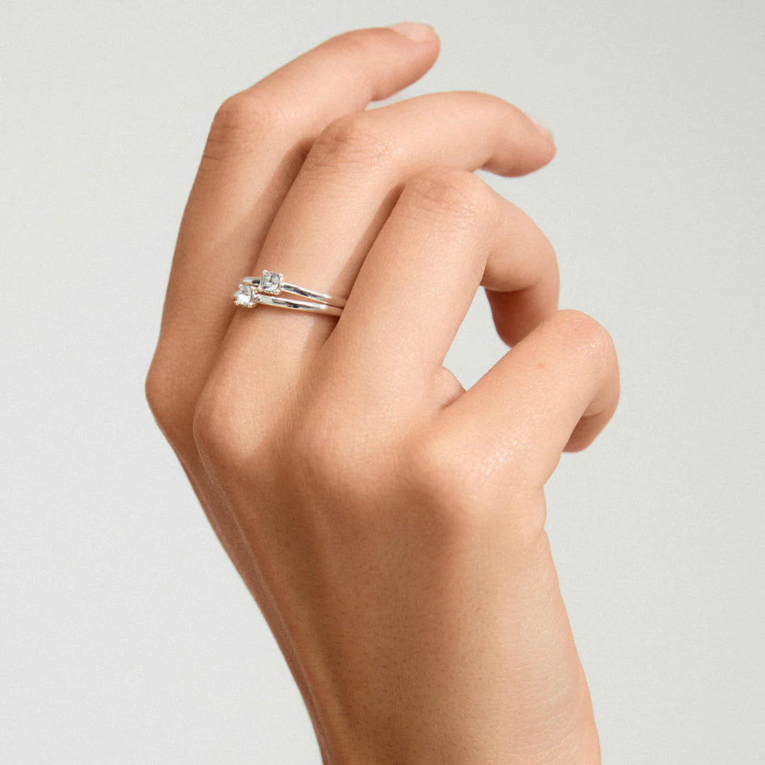 Sky Recycled Crystal Rings, 2-in-1