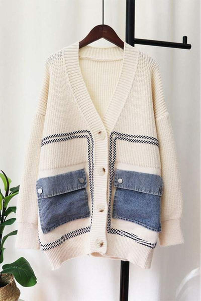 Tori Knit & Denim Sweater