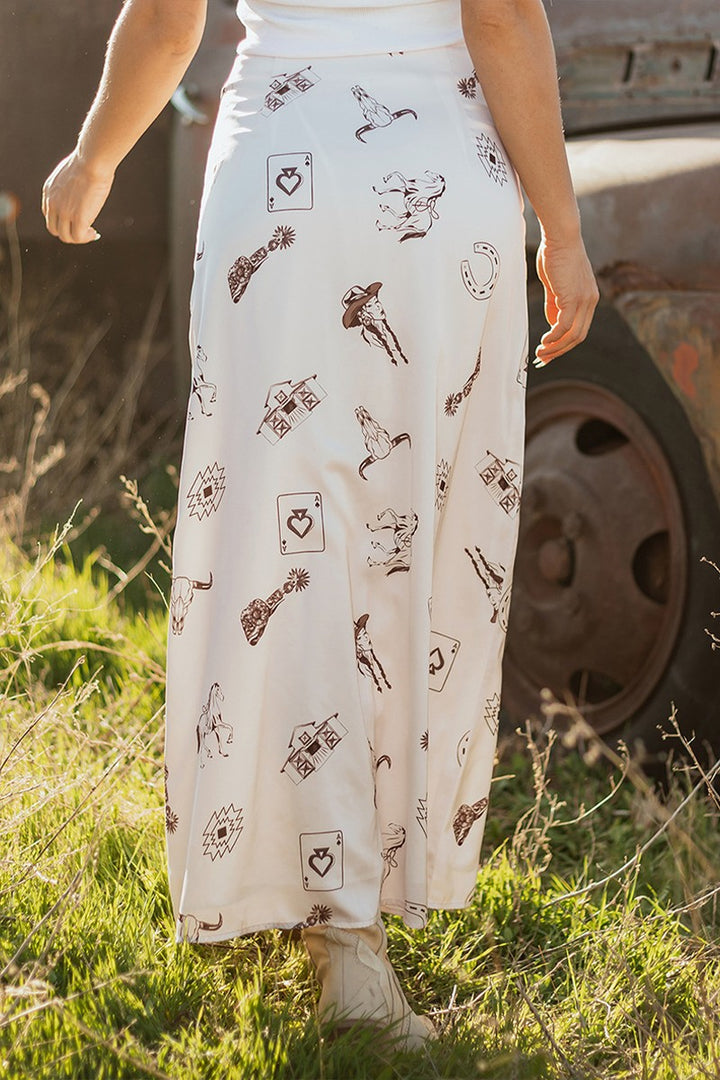 Western Satin Midi Skirt
