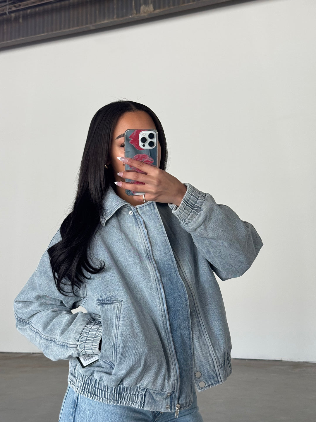 Christine Oversized Denim Bomber Jacket