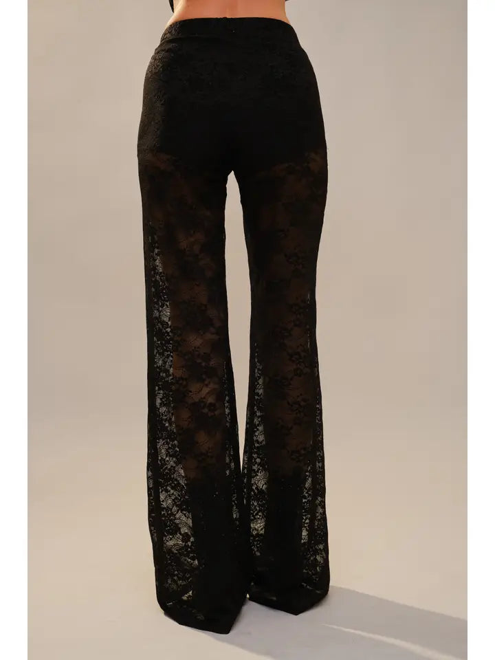 Floral Lace Flare Pants