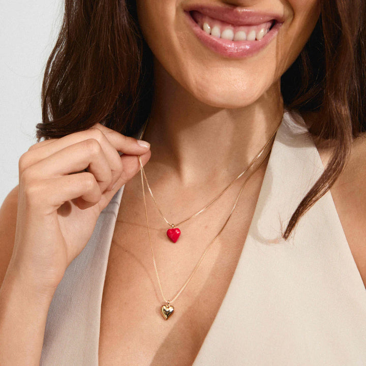 Maeve Recycled Red Heart Pendant Necklace 2-in-1 Set