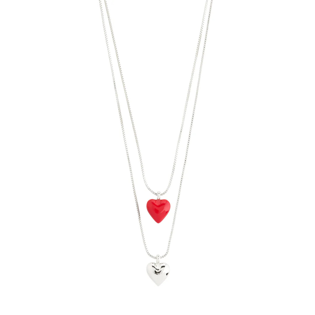 Maeve Recycled Red Heart Pendant Necklace 2-in-1 Set