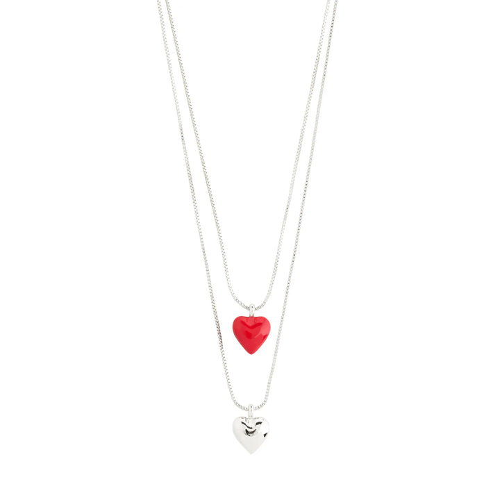 Maeve Recycled Red Heart Pendant Necklace 2-in-1 Set