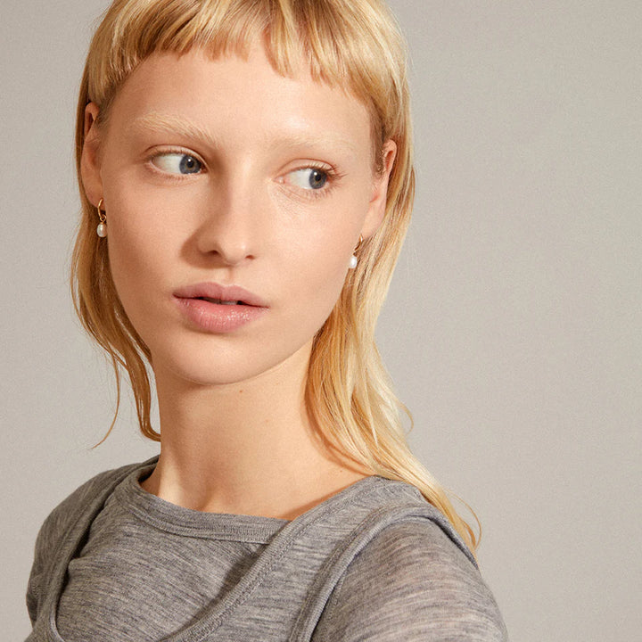 Berthe Recycled Pearl hoop Earrings