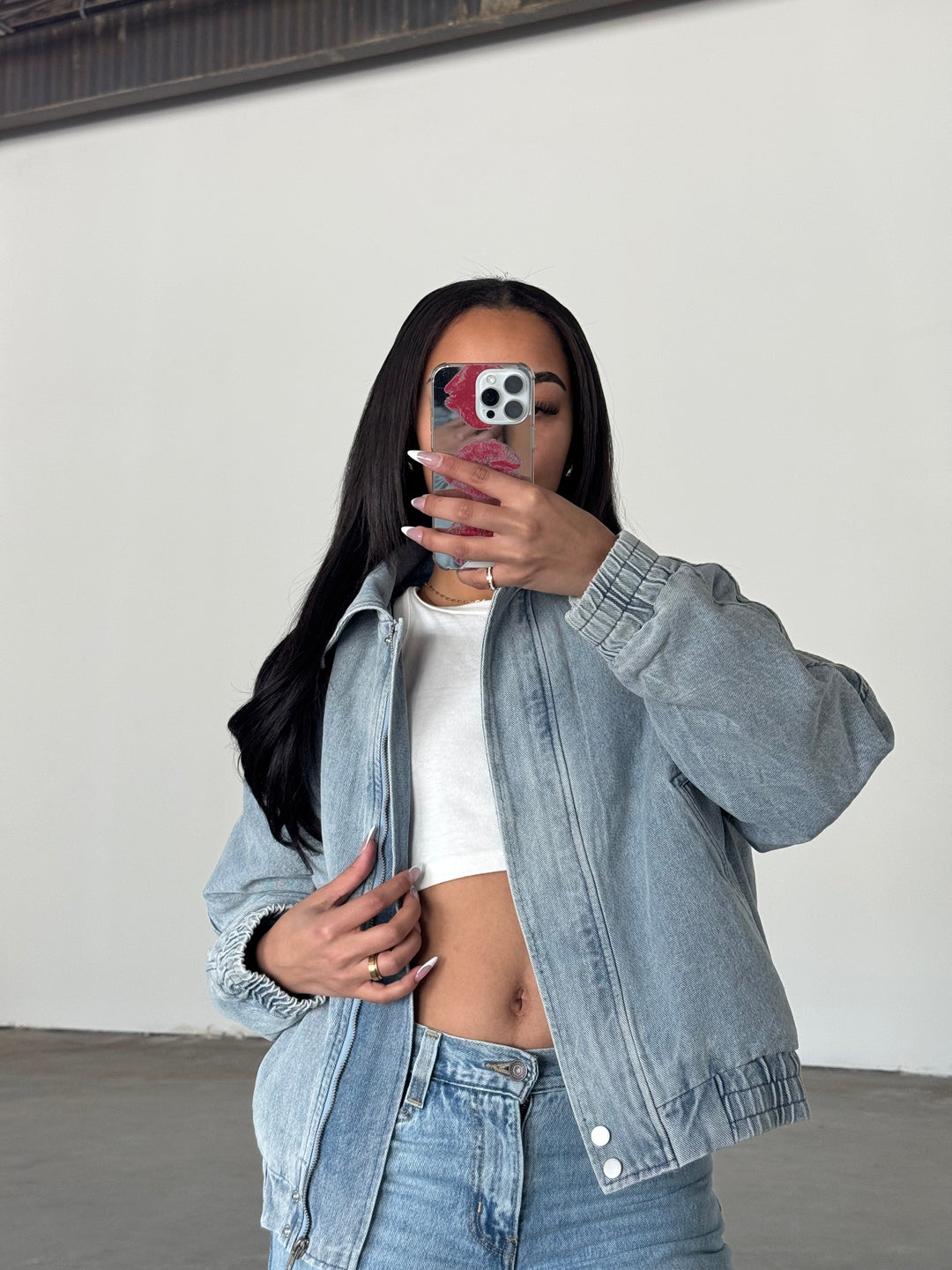 Christine Oversized Denim Bomber Jacket