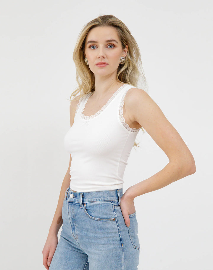 Ribbed Lace Tank Top