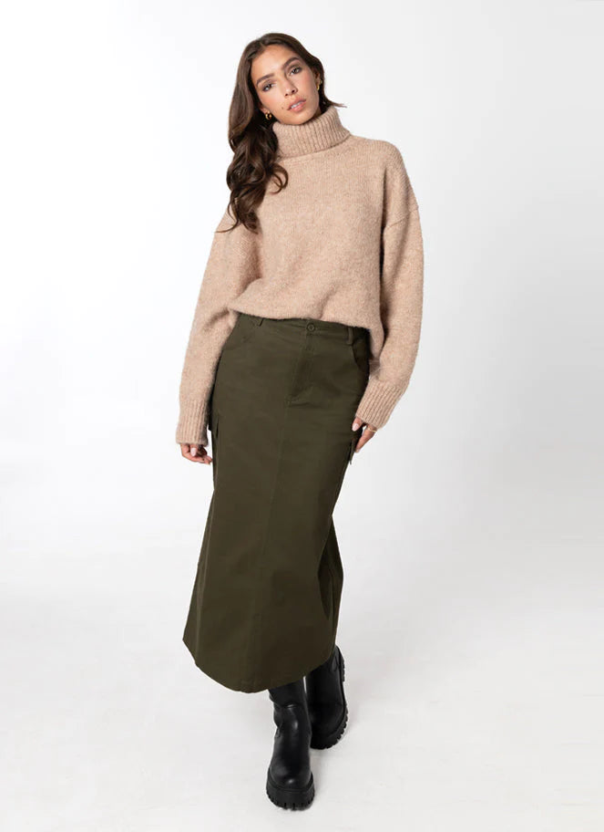 Autumn Cotton Cargo Twill Skirt