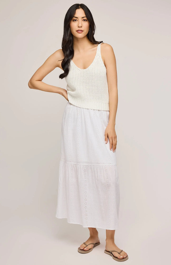 Madrid Eyelet Midi Skirt