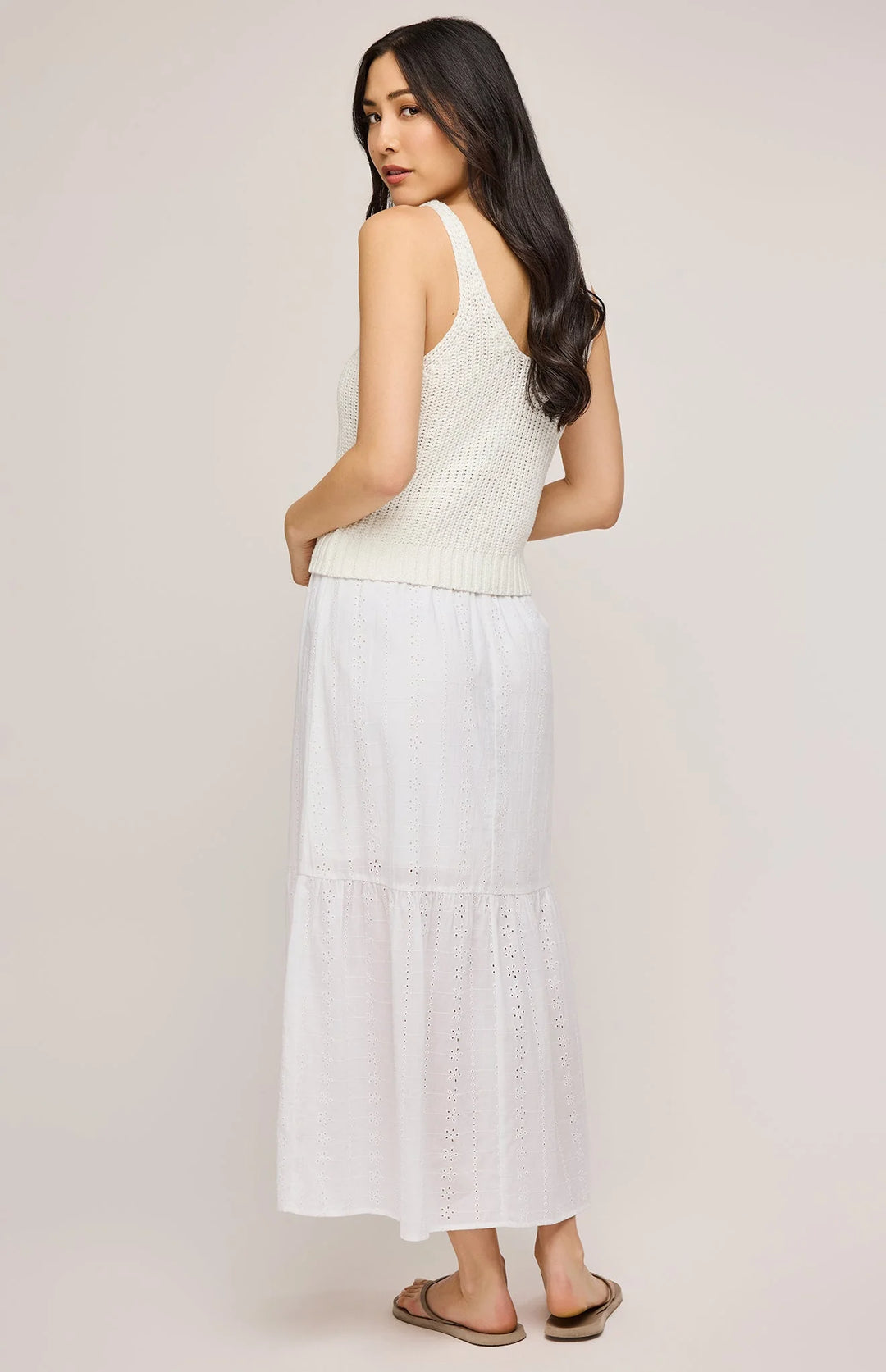 Madrid Eyelet Midi Skirt
