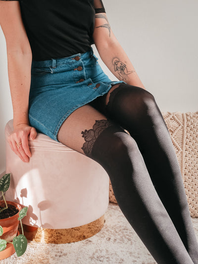 Over-the-Knee Lace Crown Tights