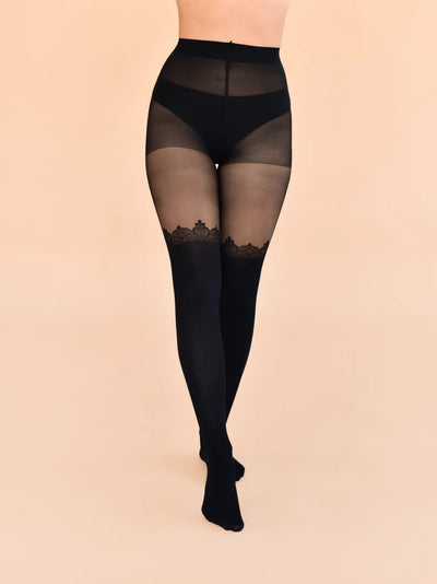 Over-the-Knee Lace Crown Tights