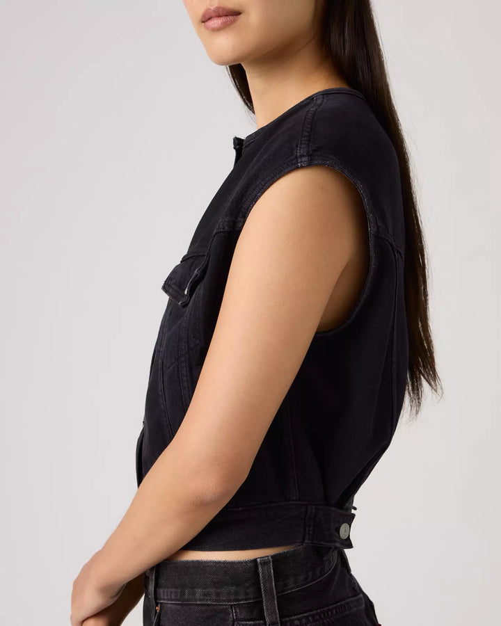 Collarless Shrunken 90s Vest