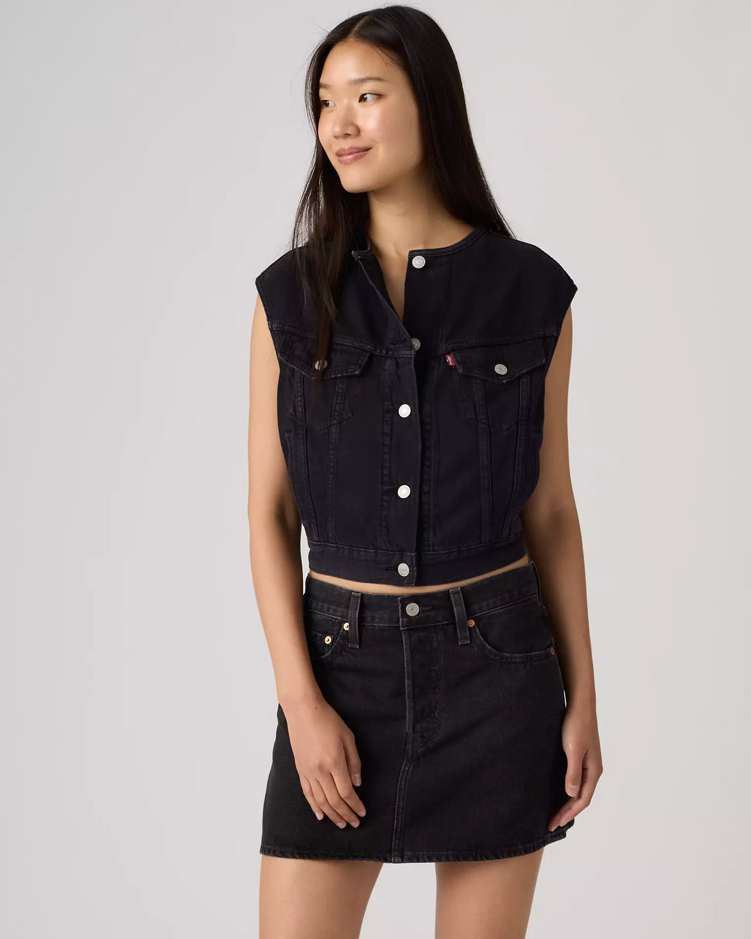 Collarless Shrunken 90s Vest