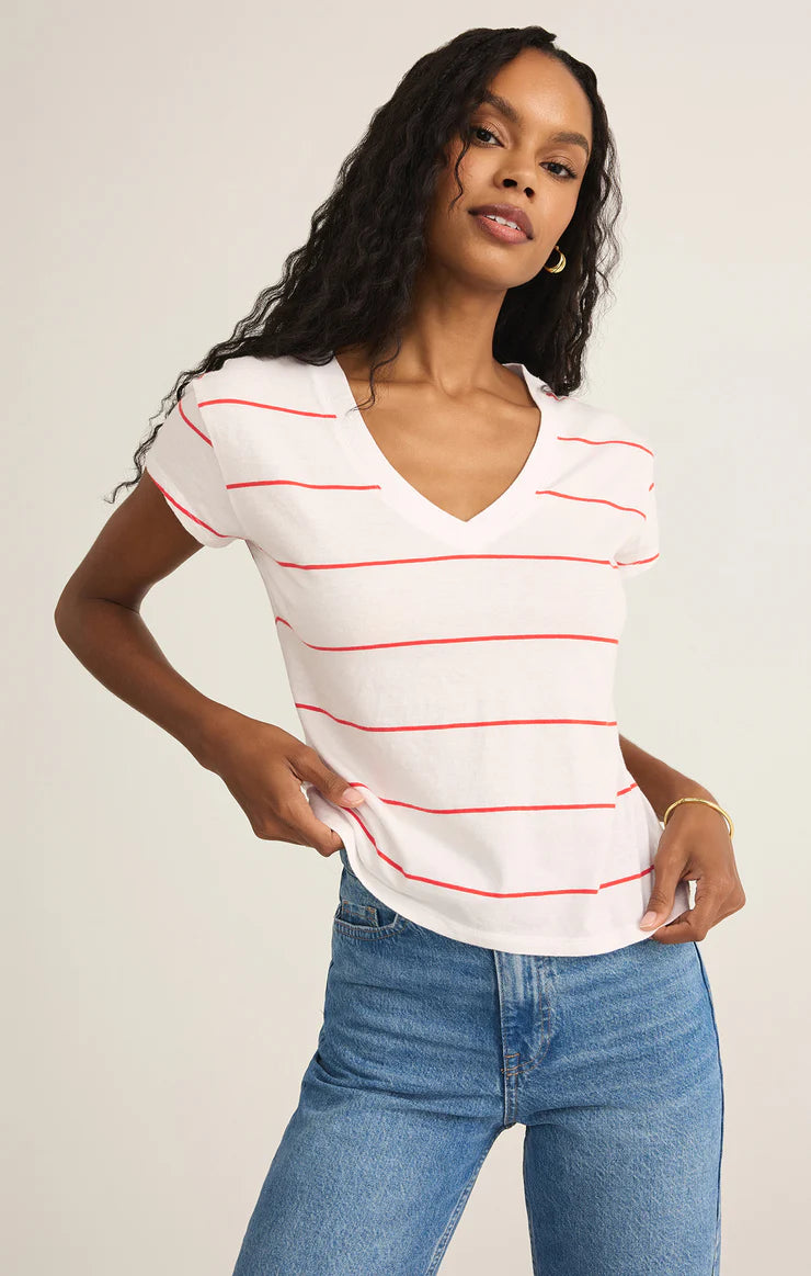 Striped Modern V-Neck Tee