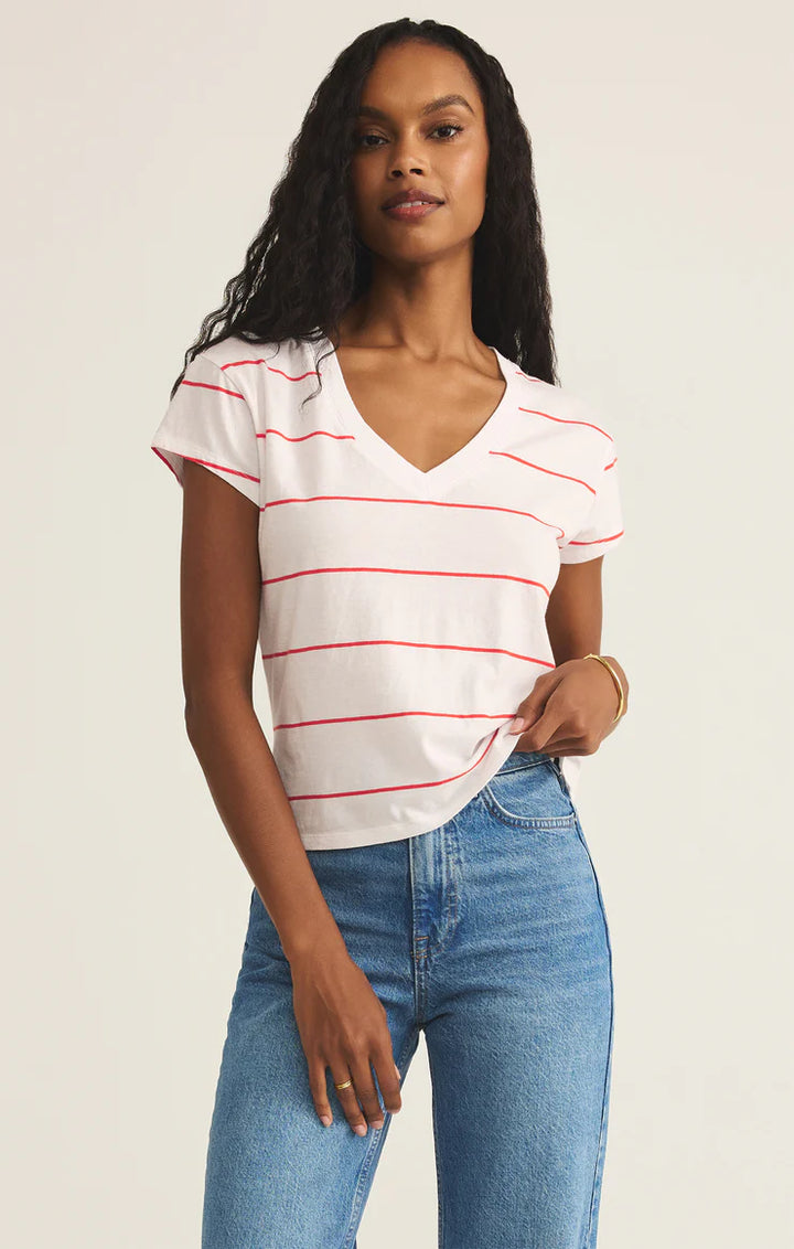 Striped Modern V-Neck Tee