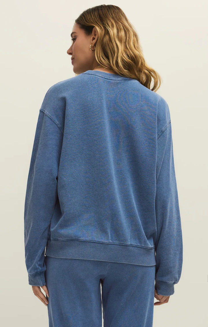 Boyfriend Knit Denim Sweatshirt