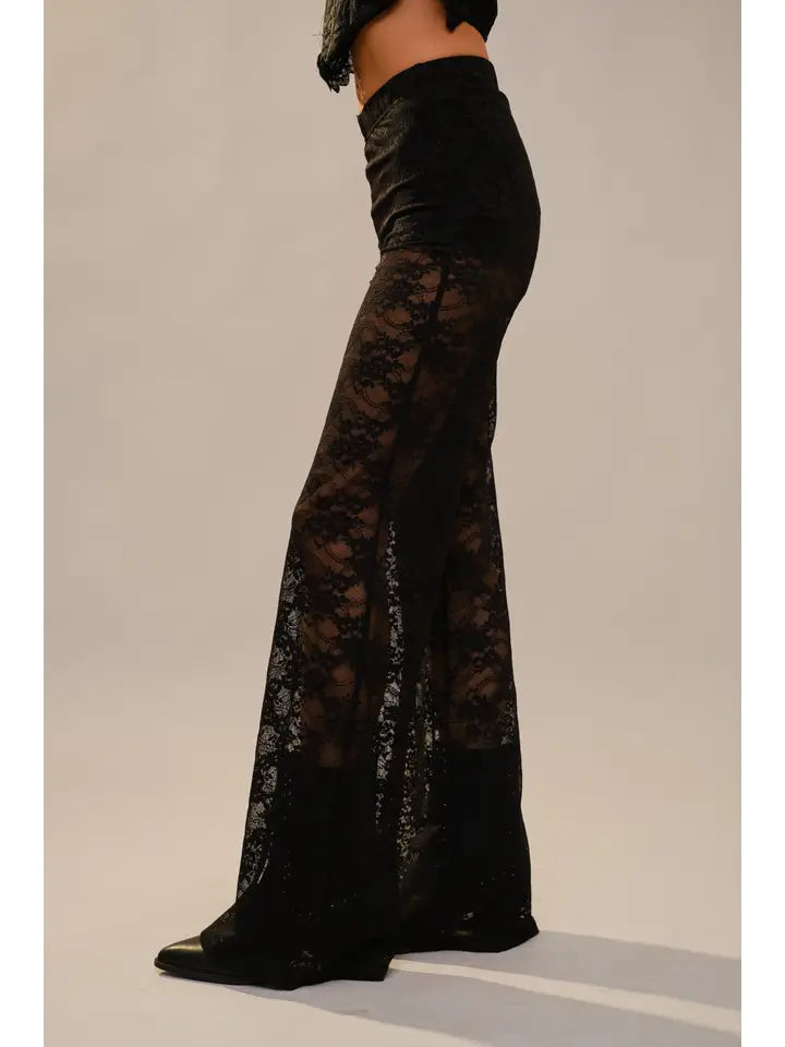 Floral Lace Flare Pants