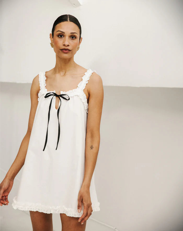 Cotton Poplin Ruffle Dress