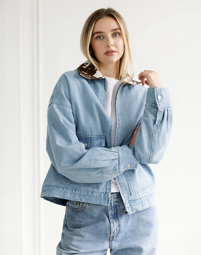 Cow Collar Denim Jacket