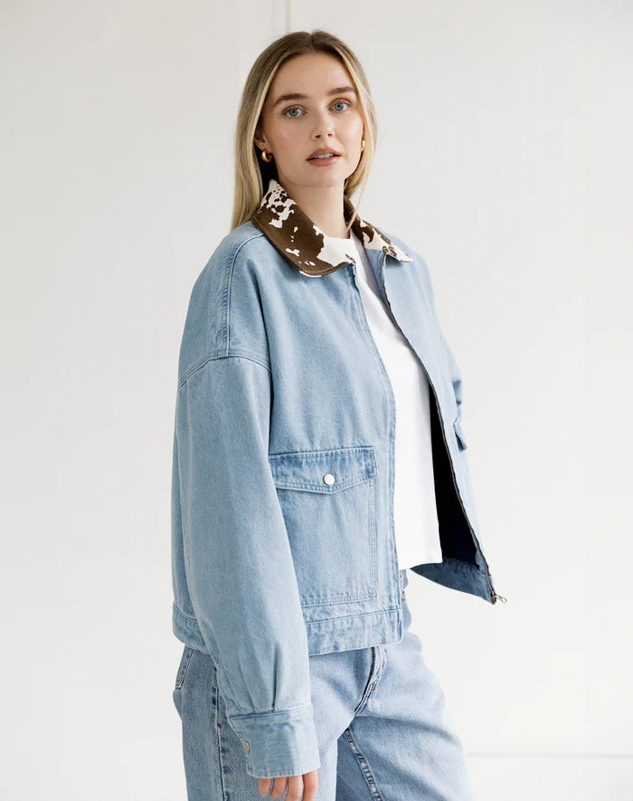 Cow Collar Denim Jacket