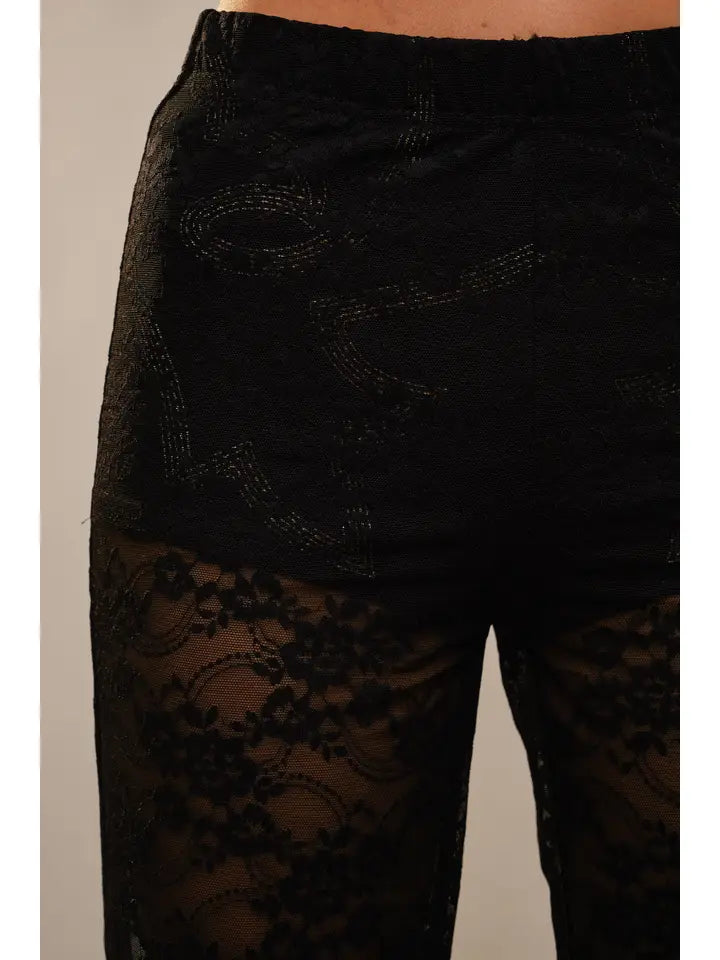 Floral Lace Flare Pants