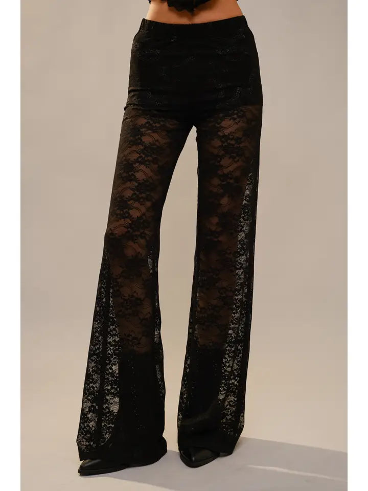 Floral Lace Flare Pants