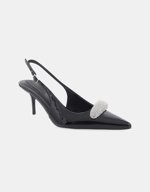 Lonan Patent Rhinestone Slingback Heel