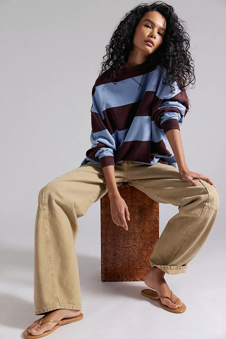 Classic Striped Oversized Crewneck