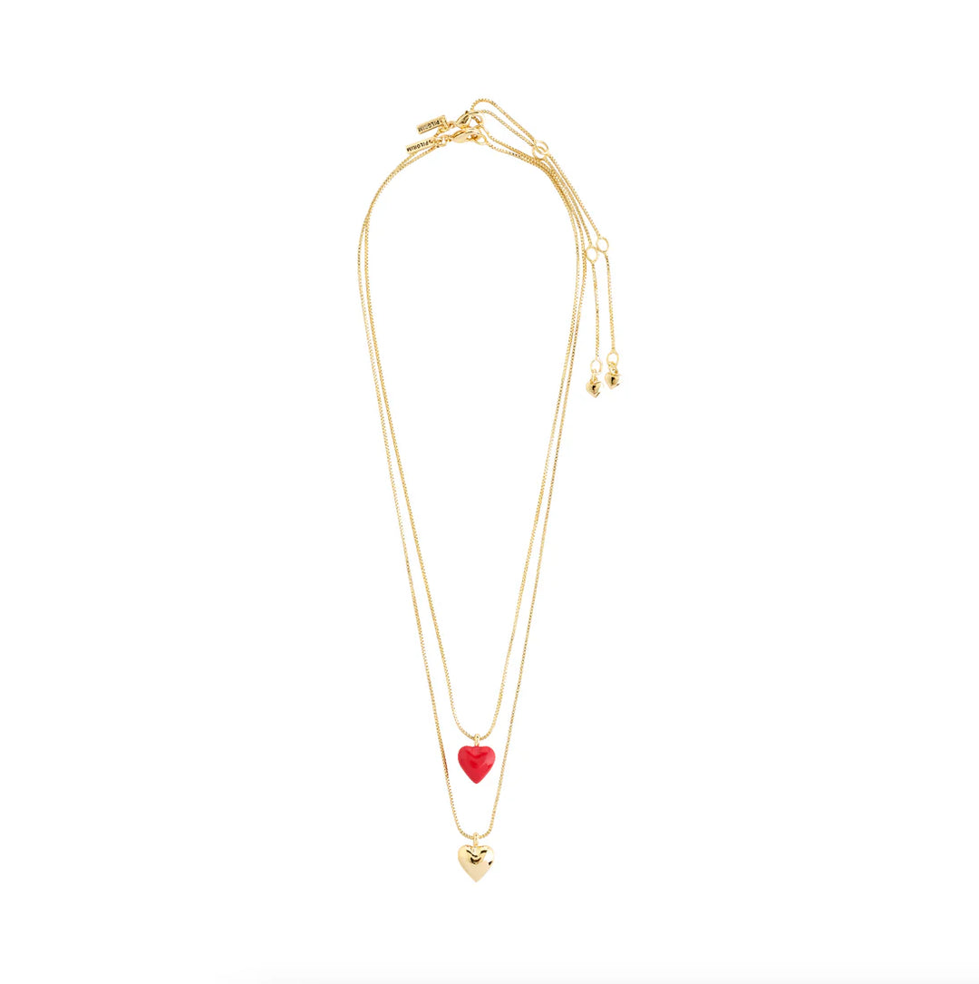 Maeve Recycled Red Heart Pendant Necklace 2-in-1 Set