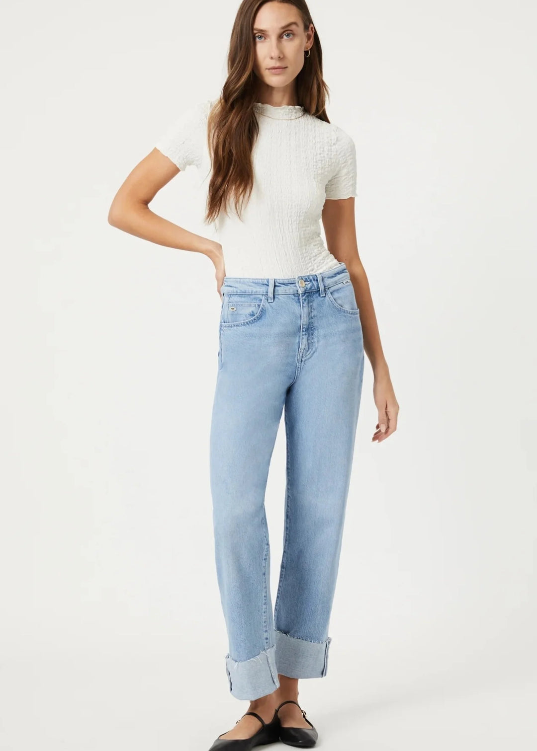 Savannah Cuffed Straight Leg Jeans - Main Image