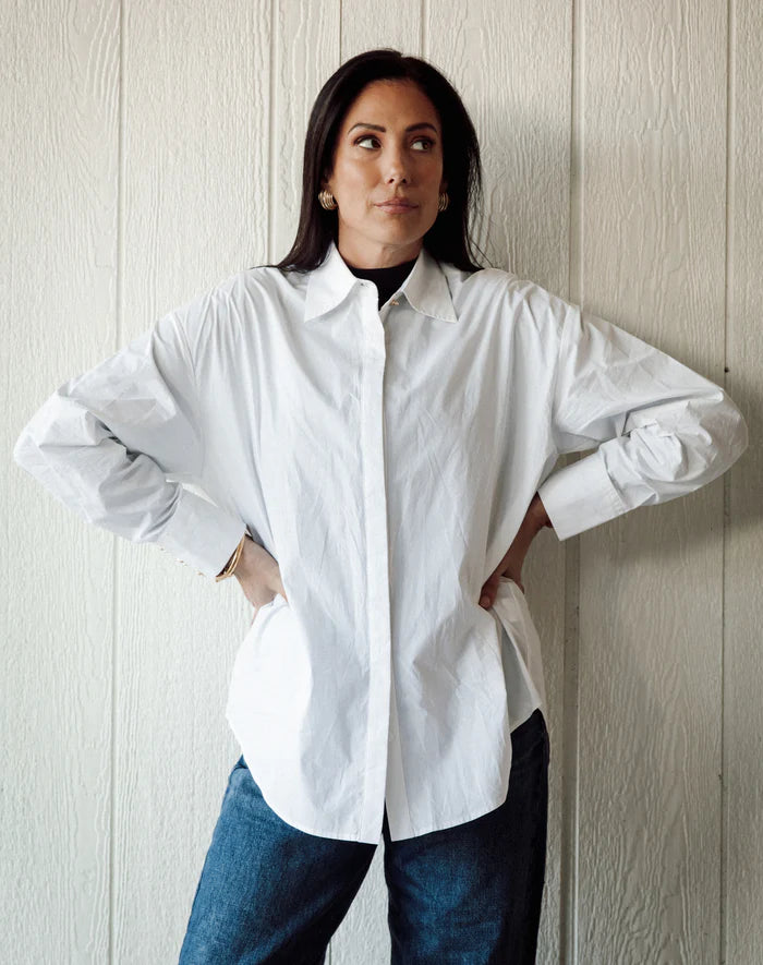 Poplin Bow Button Up Shirt