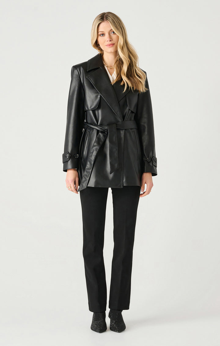 Meredith Faux Leather Trench