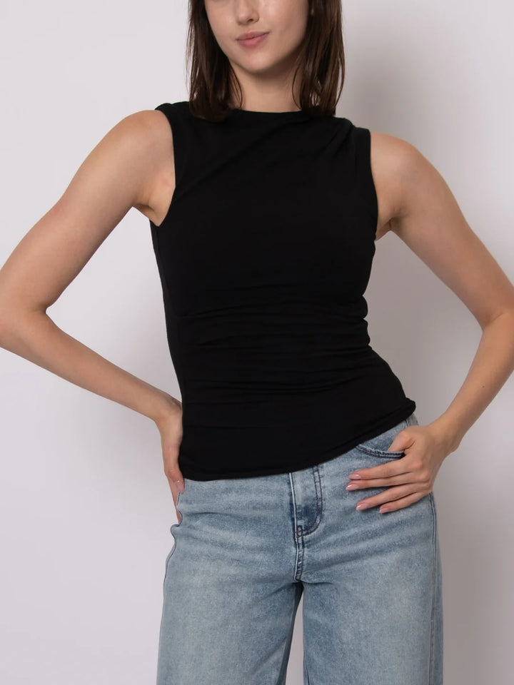 Ruri Cotton Sleeveless Draped Top