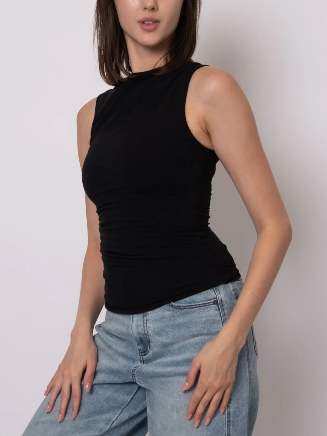 Ruri Cotton Sleeveless Draped Top