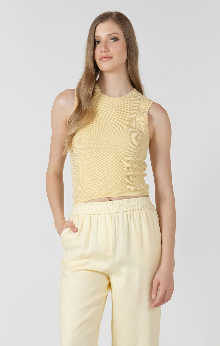 Scalloped Pointelle Sweater Top