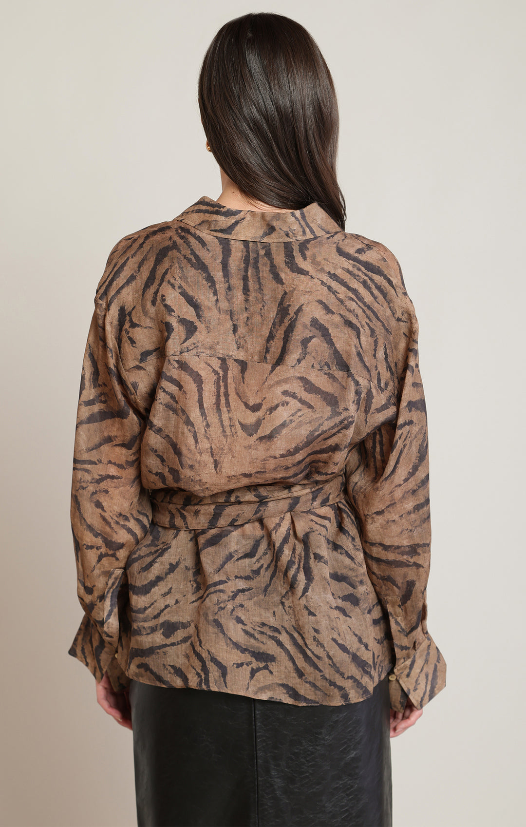 Animal Print Wrap Blouse
