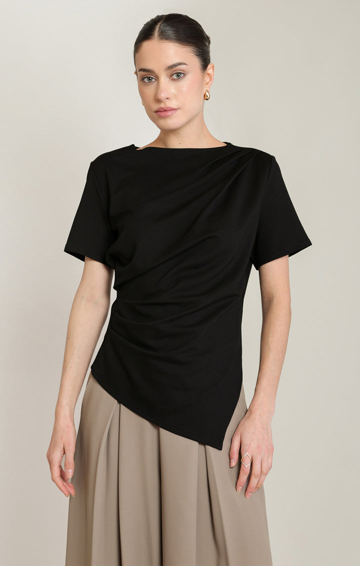 Draped Asymetrical T Shirt