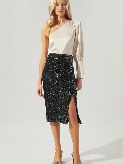 Friday Nights Sequin Midi Skirt