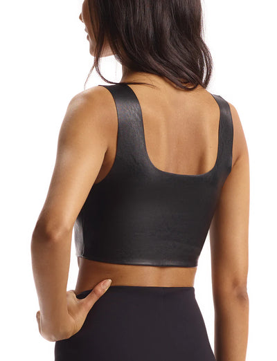 Faux Leather Square neck Crop Top