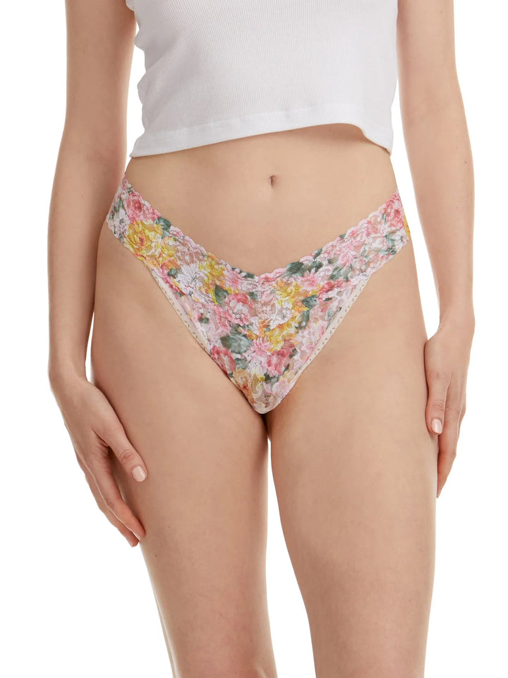 Printed Signature Lace Thong