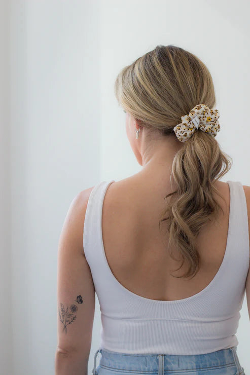 Neutral Floral Scrunchie