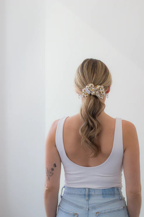 Neutral Floral Scrunchie