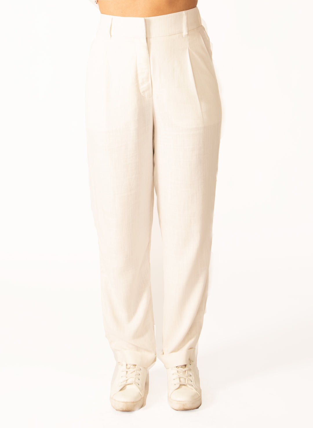 Pleated Straight Leg Pant