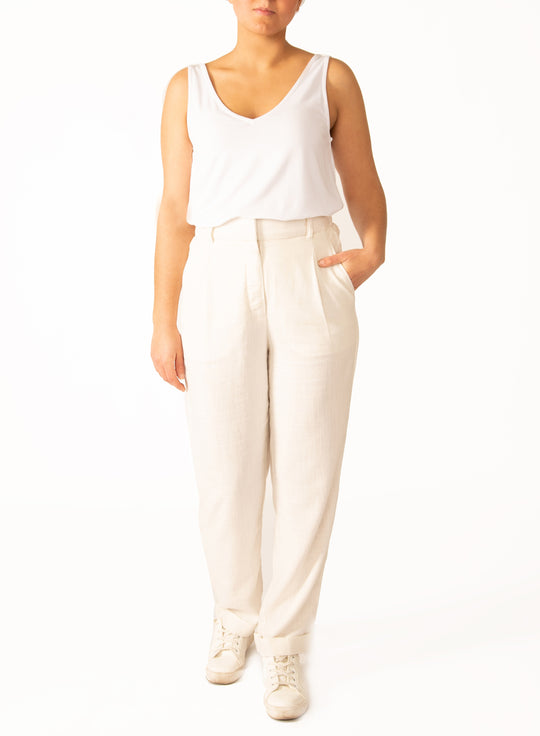 Pleated Straight Leg Pant