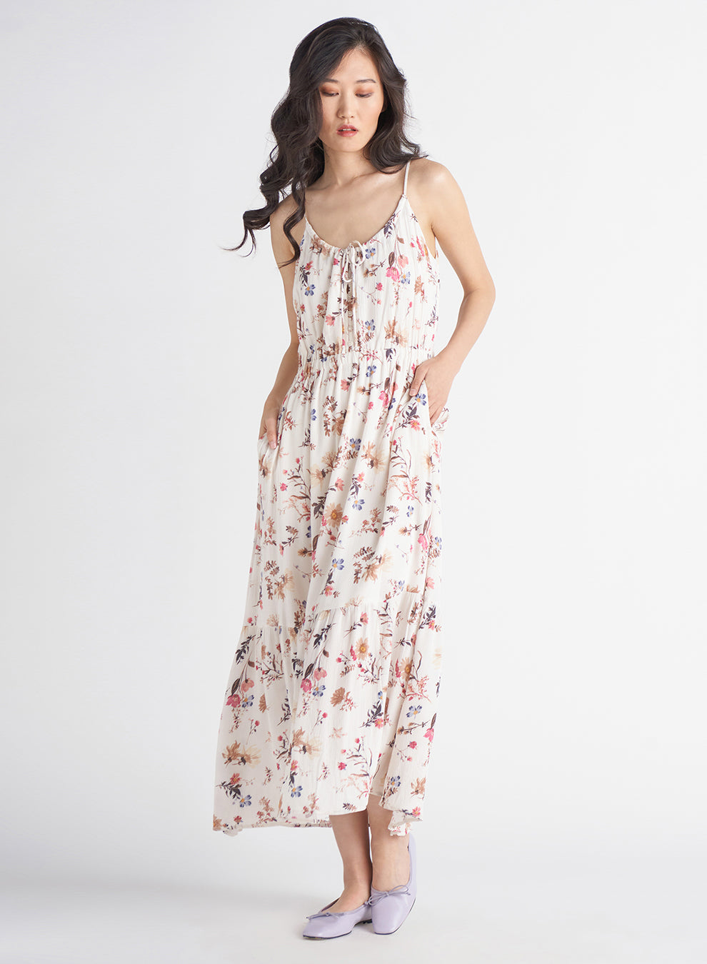 Tie Front Tiered Maxi Dress